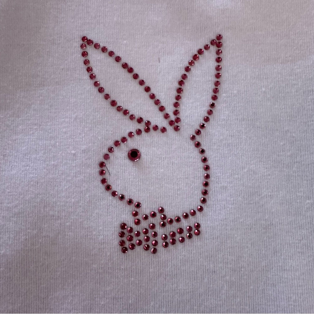 Playboy Women’s Rhinestone Logo Embellished Baby Tee Size S - Picture 6 of 8